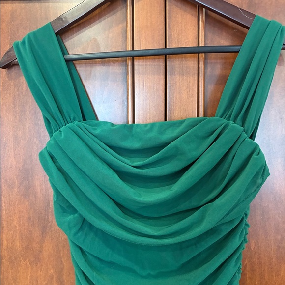 Pretty Garden Green Off-Shoulder Ruched Dress - Picture 6 of 10